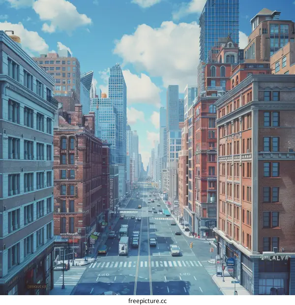 Modern City Street View Illustration