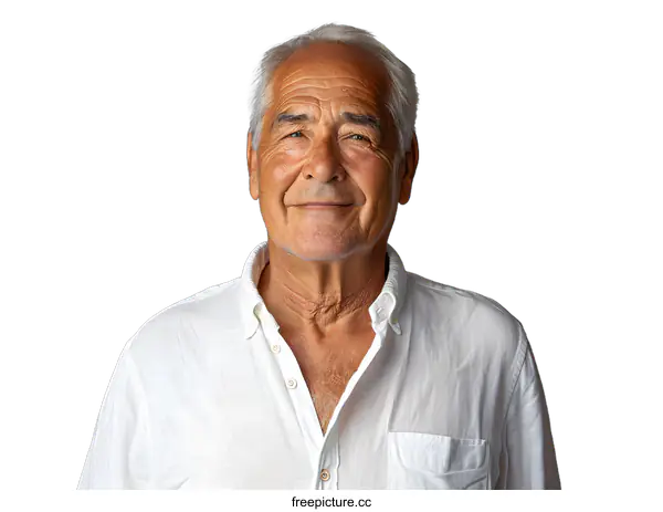 [Transparent Background PNG]portrait of a smiling elderly man with white hair