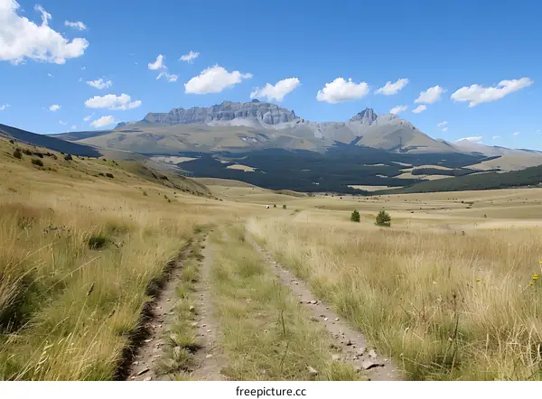 Dirt Road Leading to Mountains