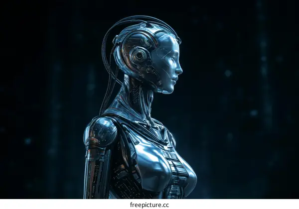Futuristic Robot Woman Profile View
