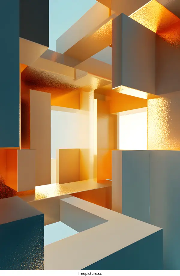 Abstract Geometric Shapes in Golden Hues