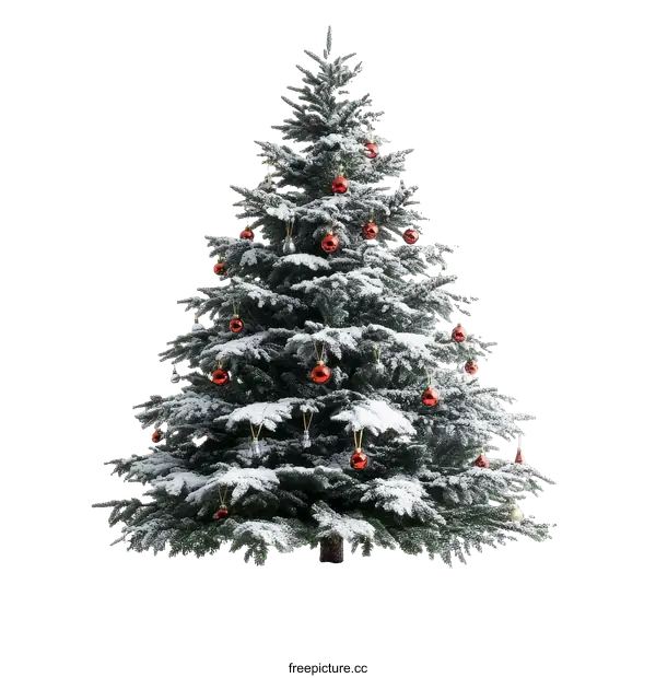 [Transparent Background PNG]Snow-Covered Christmas Tree with Ornaments