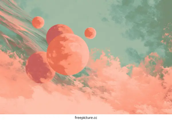 Abstract Floating Celestial Bodies in Pastel Hues
