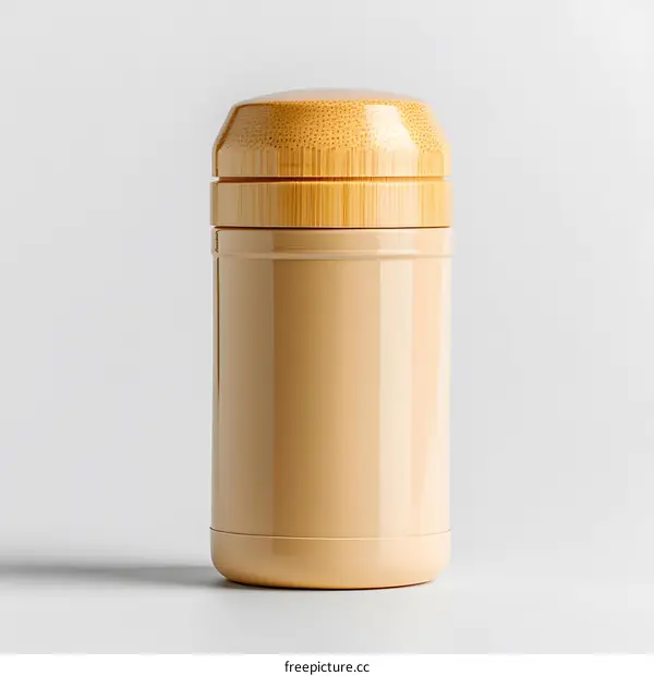 Beige reusable bottle with bamboo lid