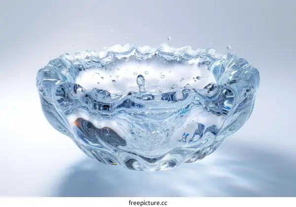 Water Splashing in a Clear Glass Bowl