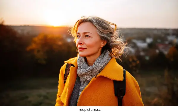 Thoughtful Woman in Autumn Landscape