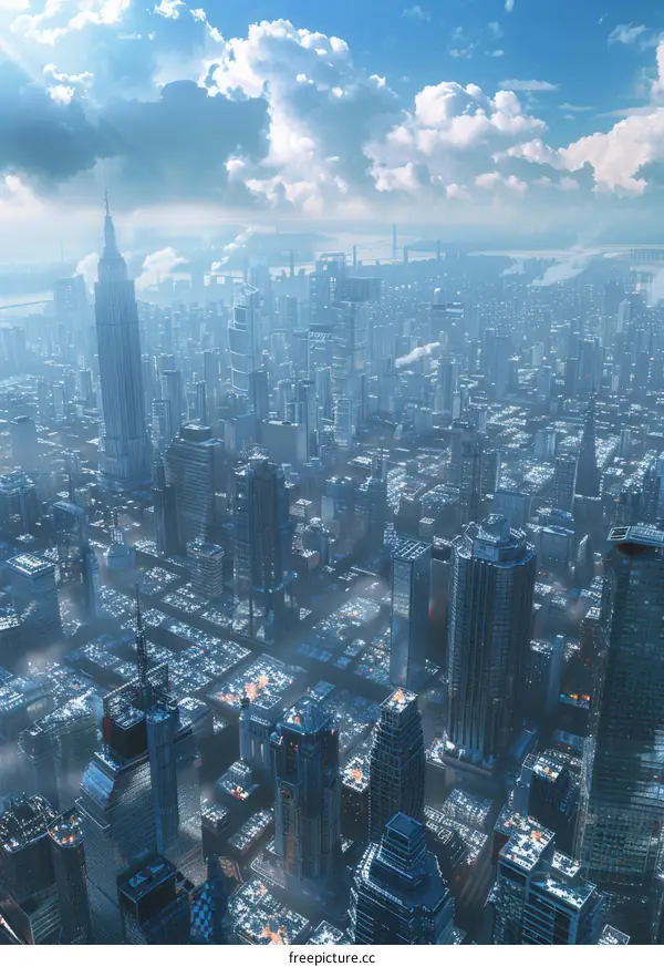 Futuristic Aerial View of a Metropolis