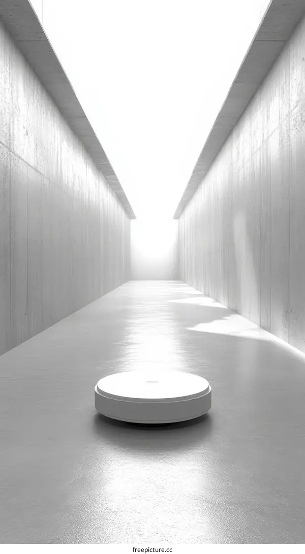 Modern Concrete Corridor with Abstract Object