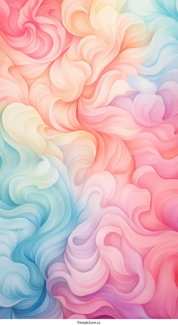 Colorful pastel waves abstract painting