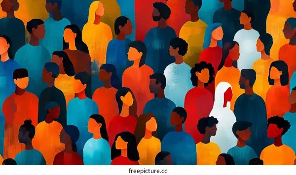 Diverse Crowd Illustration of People of Different Ethnicities