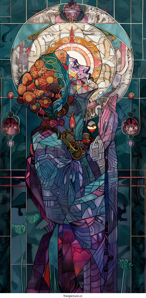 Stained Glass Woman Artwork