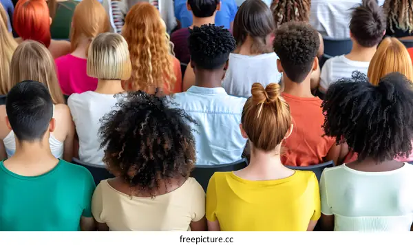 Diverse Group Of People Sitting In A Row In A Meeting Room