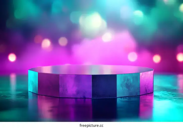 Abstract Neon Geometric Product Display Stage