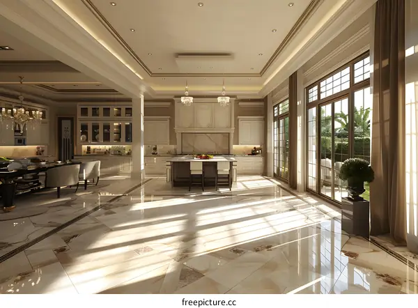 Modern Kitchen Interior Design With Marble Floor