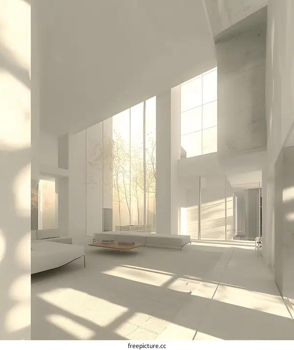 Minimalist Modern House Interior Design With Large Windows And Natural Light