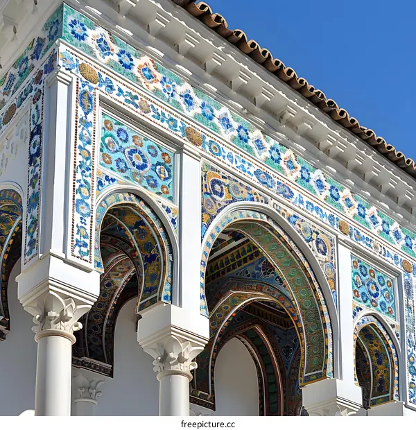 Ornate Archway with Colorful Mosaic Tiles