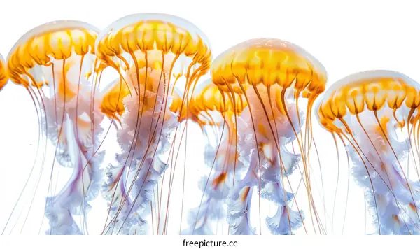 A group of jellyfish photographed in the waters of the Monterey Bay