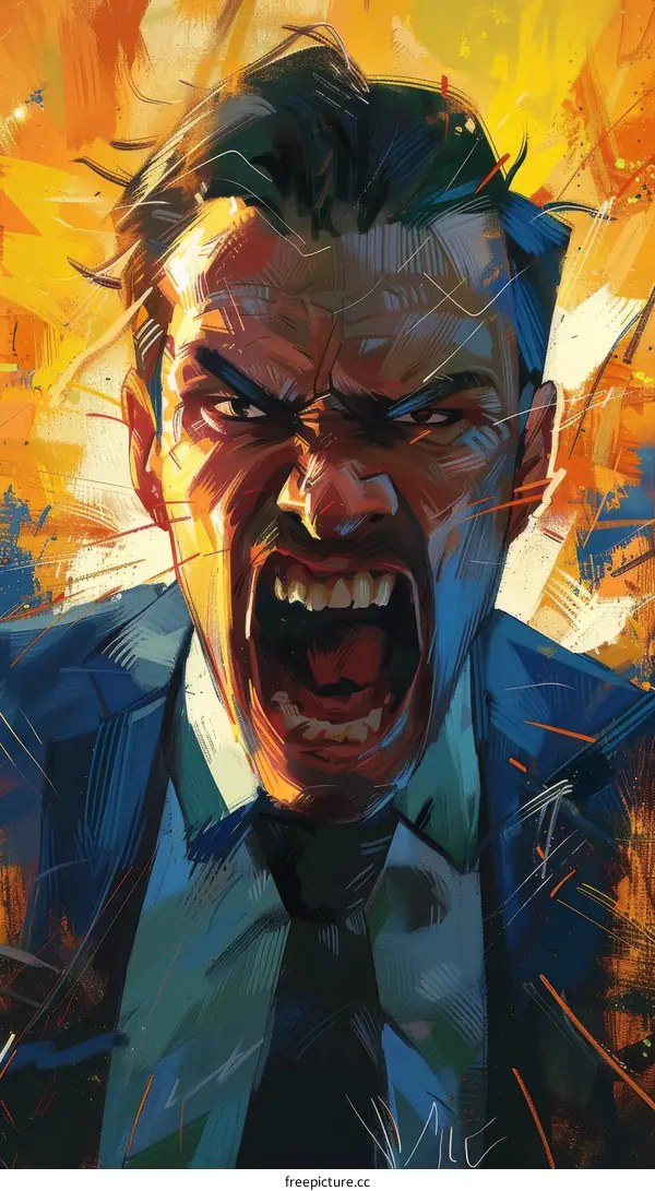 man in suit screaming