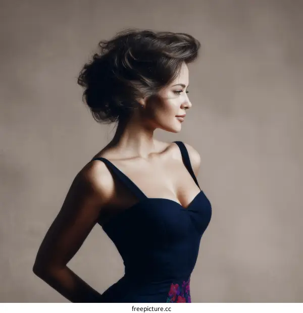 Elegant Woman in Profile Fashion Portrait