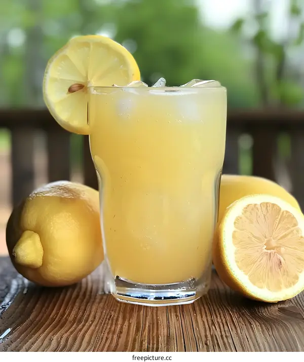Refreshing Summer Lemonade with Lemon Slices and Ice