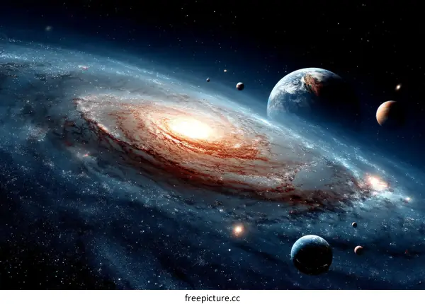 Spiral Galaxy in the Cosmos Illustration