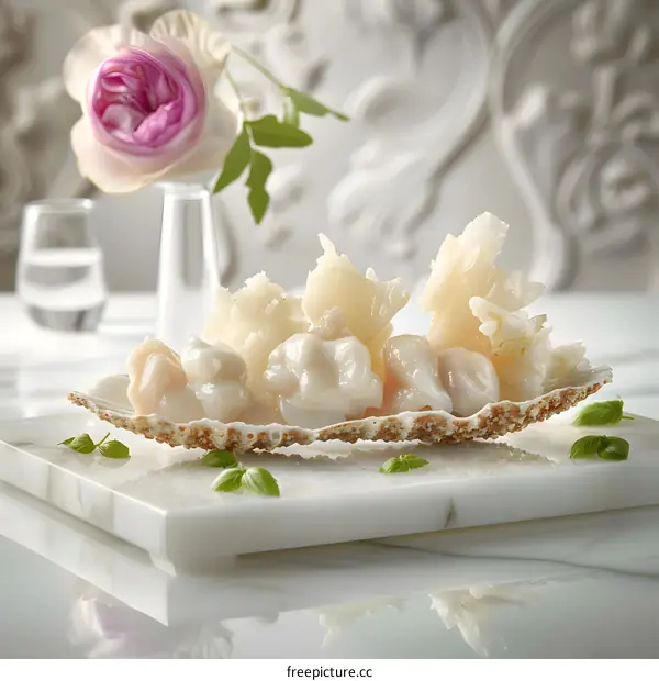 Elegant Seafood Dish with Delicate Garnish