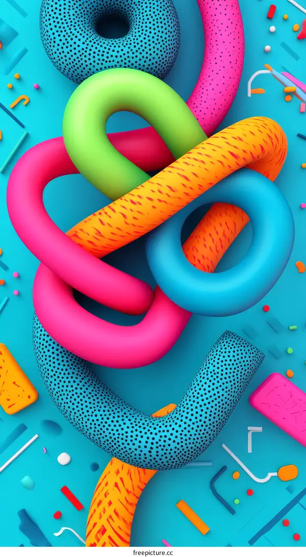 Abstract Colorful Geometric Shapes on Blue Background