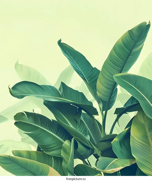 Tropical Green Leaves Minimalist Background