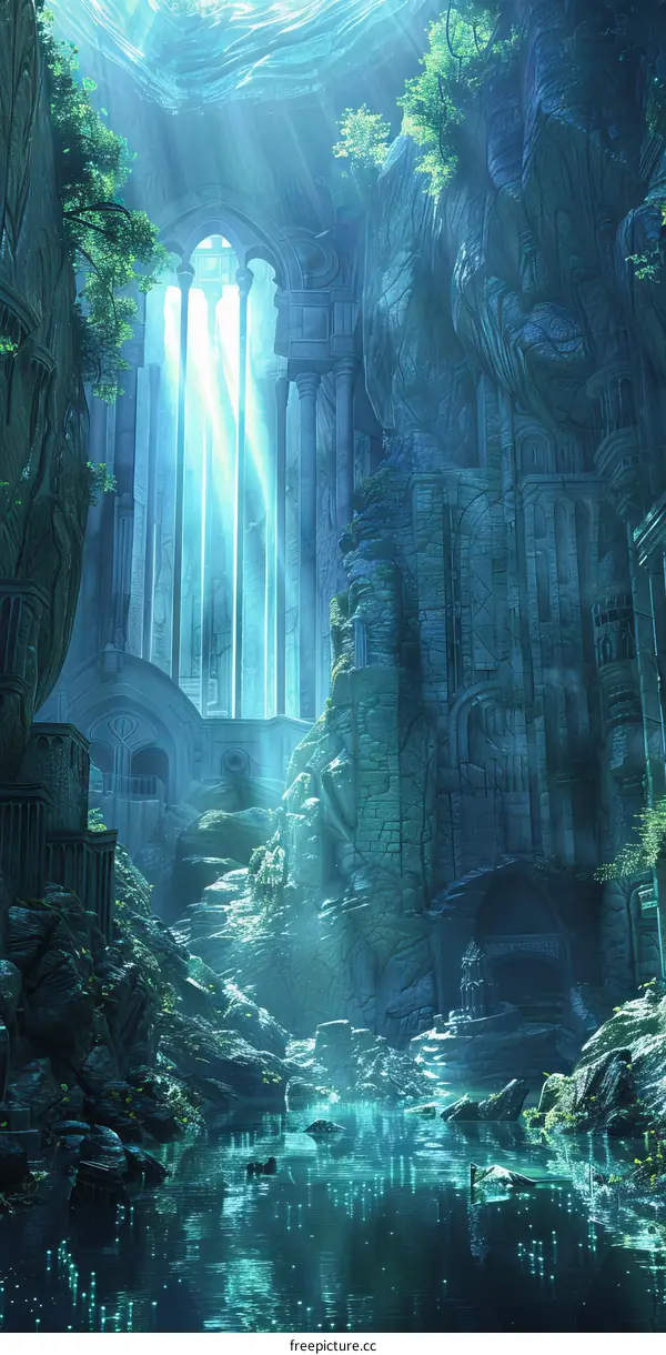 Ruined Fantasy Landscape with River