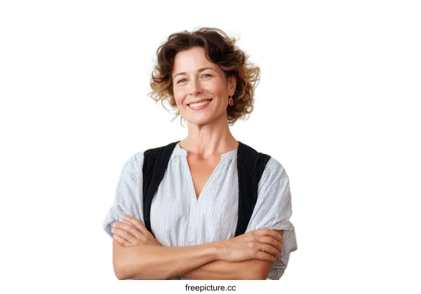 [Transparent Background PNG]Confident Woman Portrait against White Background