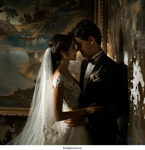 A couple is getting married in a church.