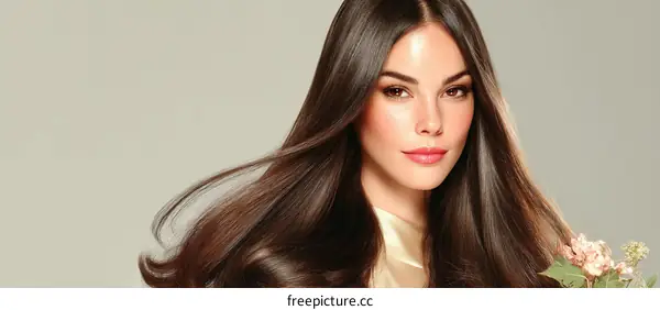 Beautiful Woman with Long Straight Hair