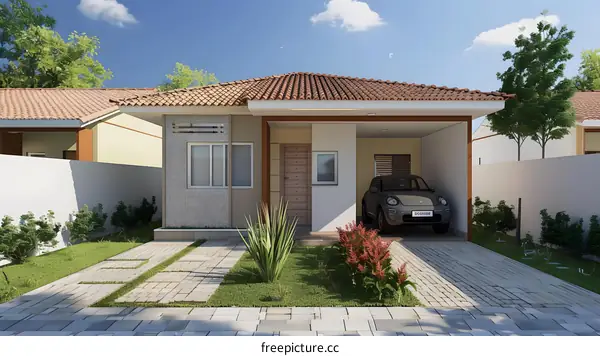 Modern House Exterior Design With Garage And Front Yard