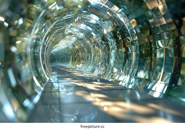 Futuristic Glass Tunnel in Verdant Surroundings