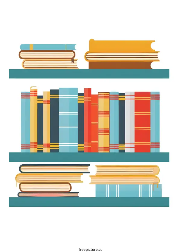 Bookshelf with Colorful Books