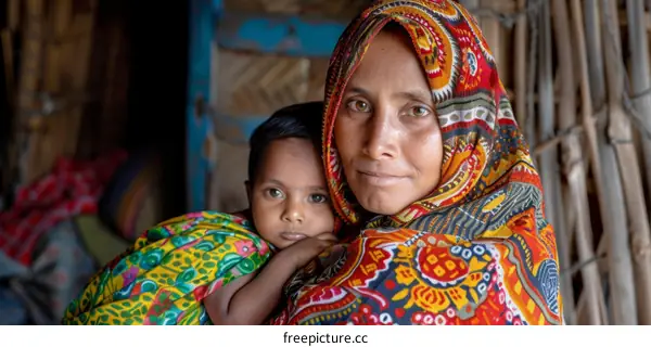 Mother and Child in Traditional Clothing