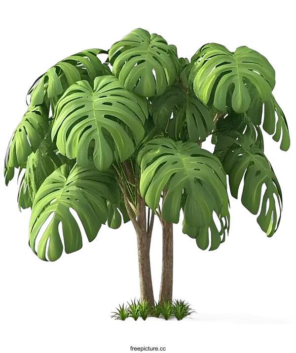 [Transparent Background PNG]Tropical Monstera Plant Isolated On White Background