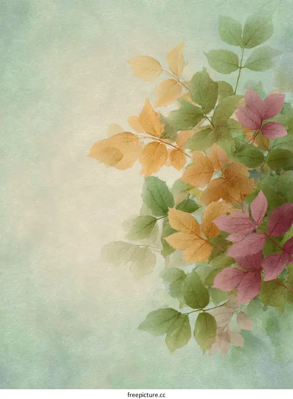 Autumn Leaves Watercolor Illustration Background