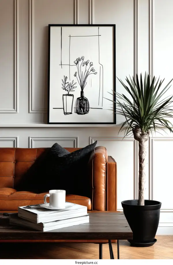 Line Art Floral Still Life Poster Design