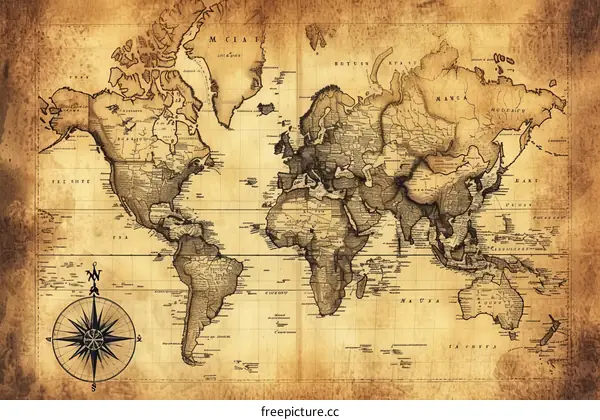 Old world map illustration