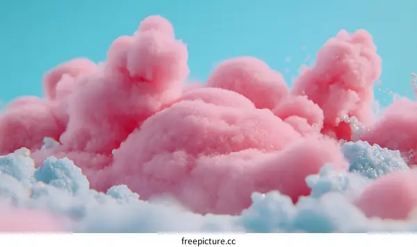 Abstract Pink and Blue Clouds of Cotton