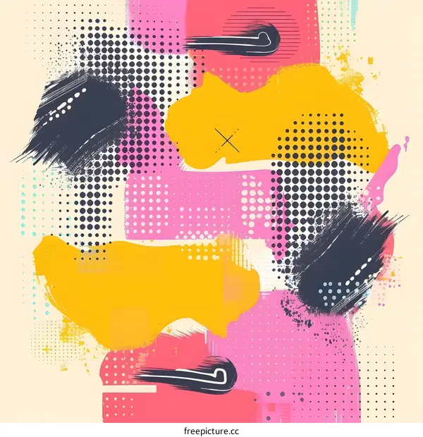 Abstract Colorful Paintbrush Strokes and Dots Pattern