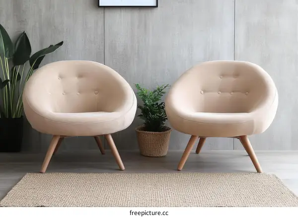 Beige Armchair in a Modern Living Room Setting