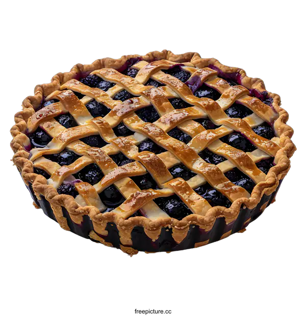 [Transparent Background PNG]A delicious homemade blueberry pie with a lattice crust