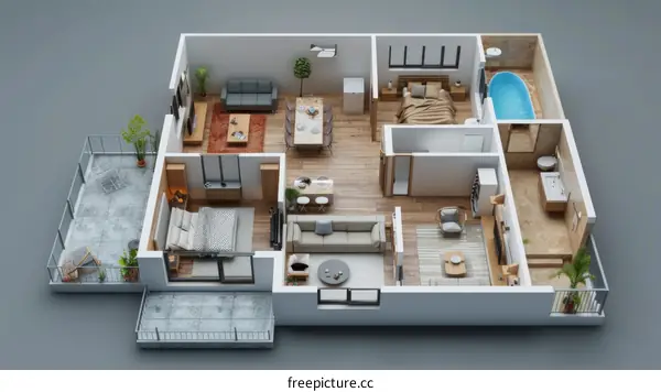 Modern Apartment Floor Plan Design Illustration