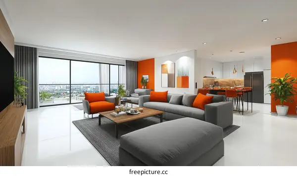 Modern Living Room Interior Design Illustration