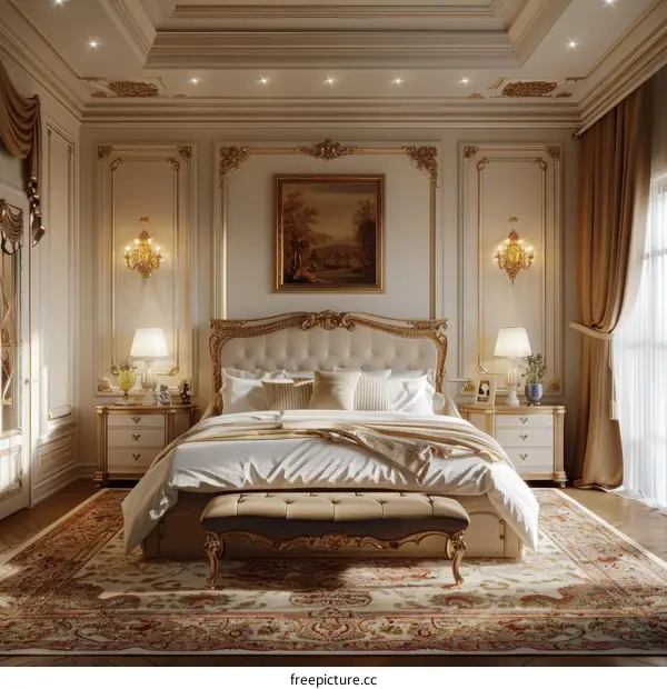 European Style Luxurious Bedroom with Classic Decor