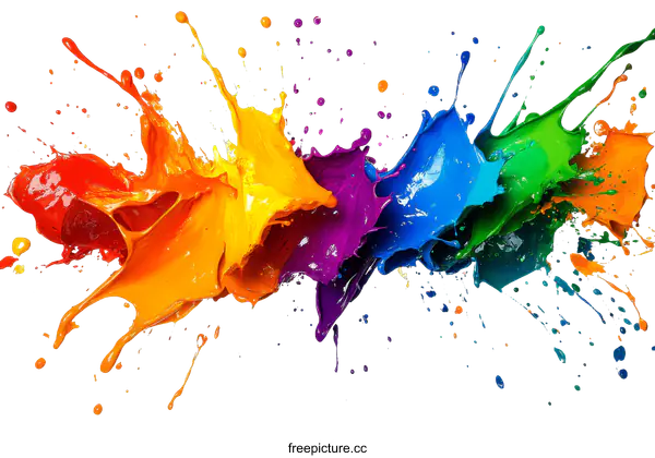 [Transparent Background PNG]Abstract Colorful Paint Splatter Art