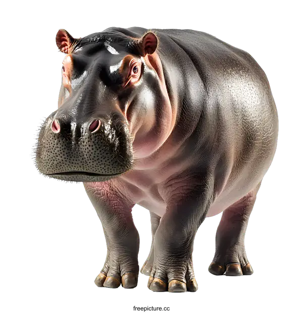 [Transparent Background PNG]Hippopotamus Standing Isolated on White Background