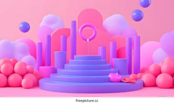 Abstract Purple and Pink 3D Illustration